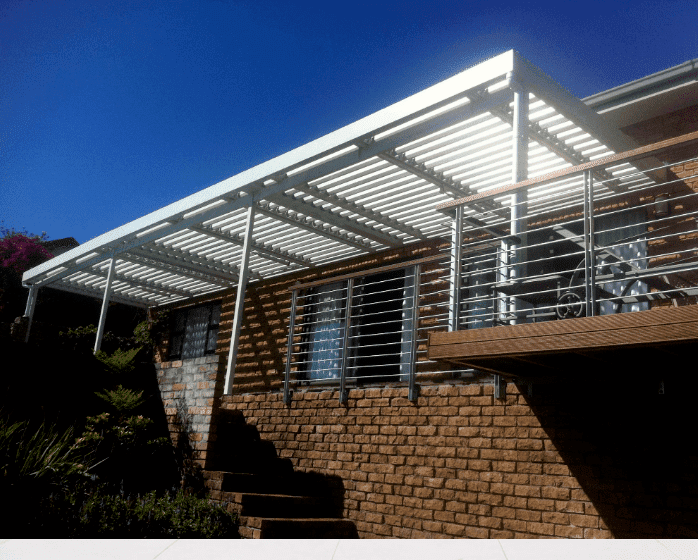 Outdoor louvre shading for walkway and for the homes exterior rooms 