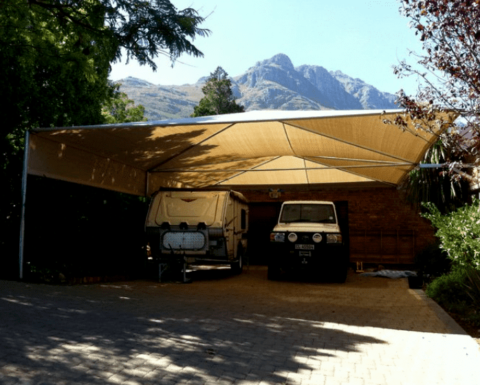 Shaded car port fitting for multiple cars in Stellenbosch, Cape Town 