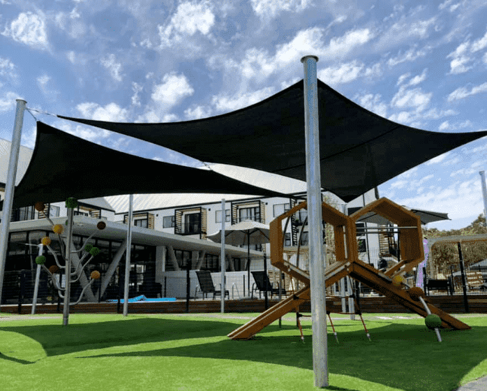 Our installation team installed shade sails for Paardevlei Lifestyle Estate