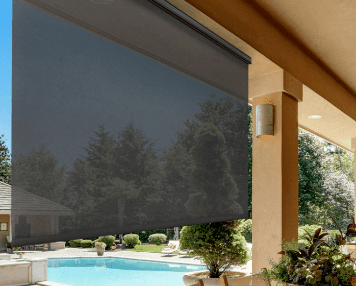 Water resistant outdoor blinds for next to the pool 