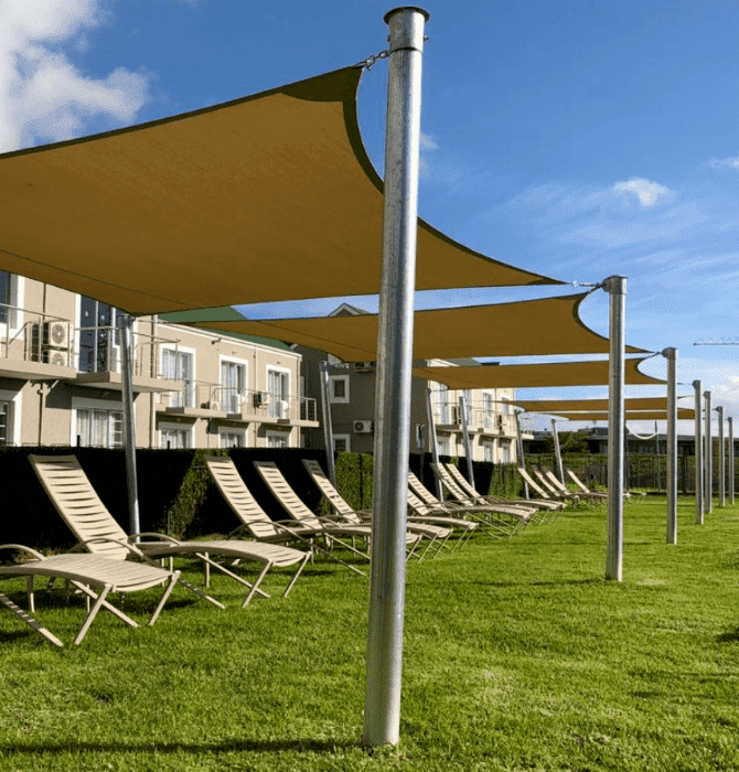 We installed a sun shade sail that is water resistant and UV protected in an estate