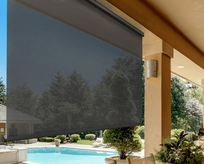 Water resistant outdoor blinds for next to the pool