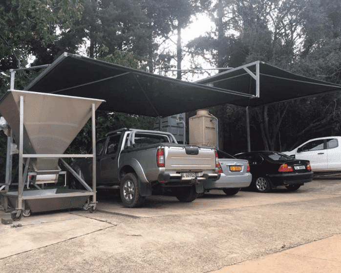 We install pyramid stepped full cantilevered shade port covers
