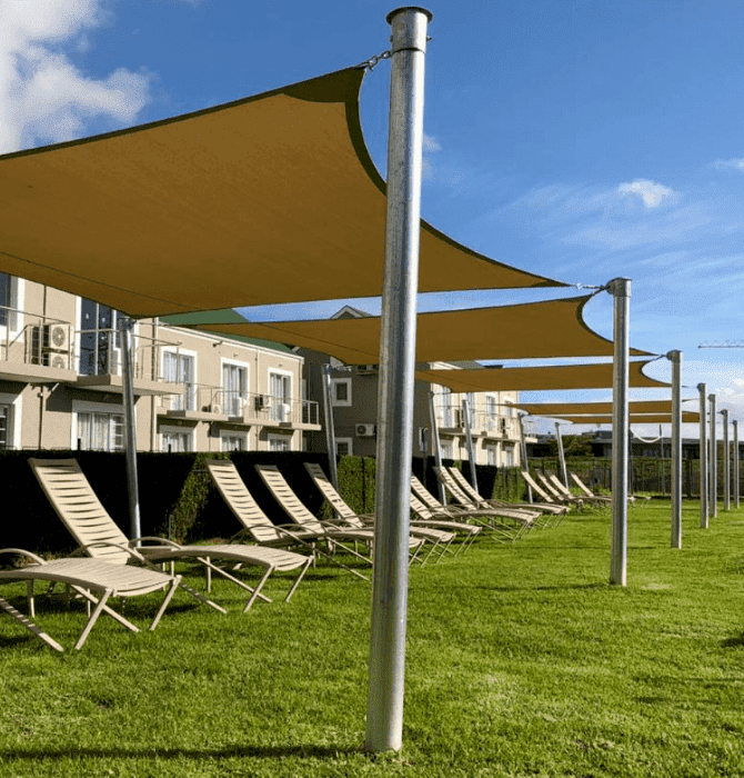 We installed a sun shade sail that is water resistant and UV protected in an estate 